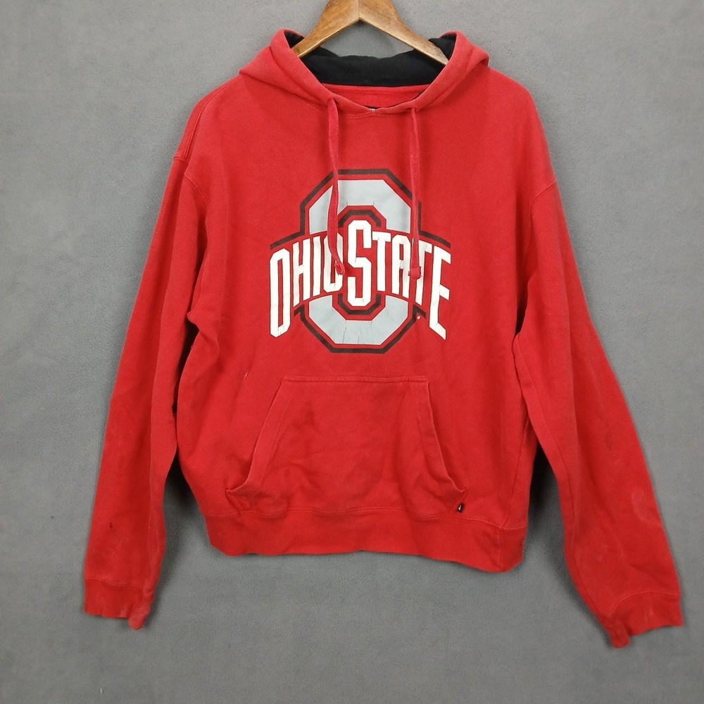 J. America Ohio‎ State Buckeyes Football Hoodie Mens Medium Red Graphic Cotton